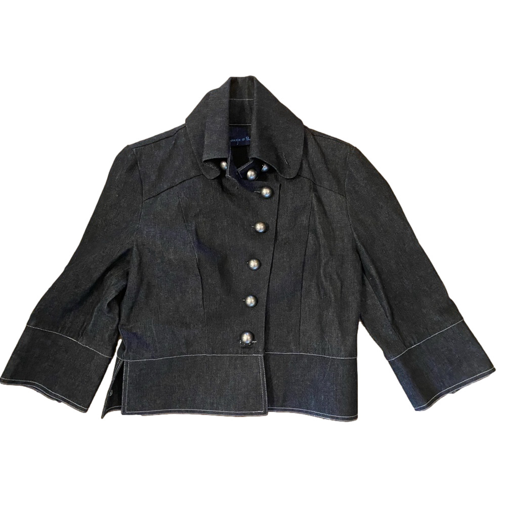 Lousje & Bean Black Denim Cropped Jacket Size 42 Made in Canada